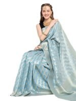 incredible sarees Katan Silk Tissue Banarasi Saree For Women (Free Size) - Image 3