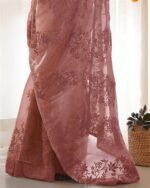 Women Embroidered Saree with Contrast Border - Image 5