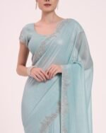 Women Embroidered Saree with Unstitched Blouse Piece - Image 4