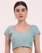 Women Embroidered Saree with Unstitched Blouse Piece - Image 3