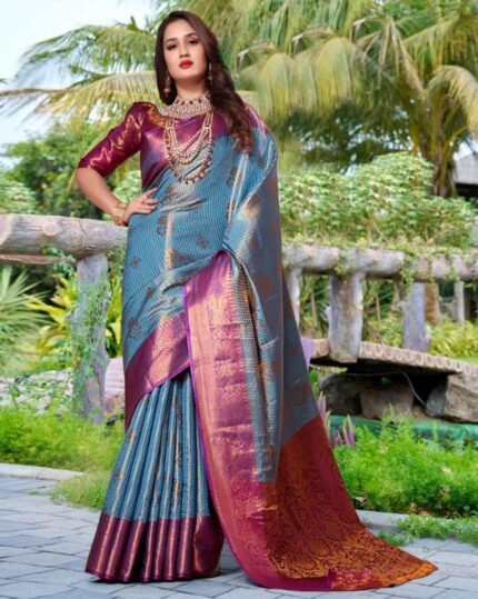 Women Jacquard Saree With Unstitched Blouse